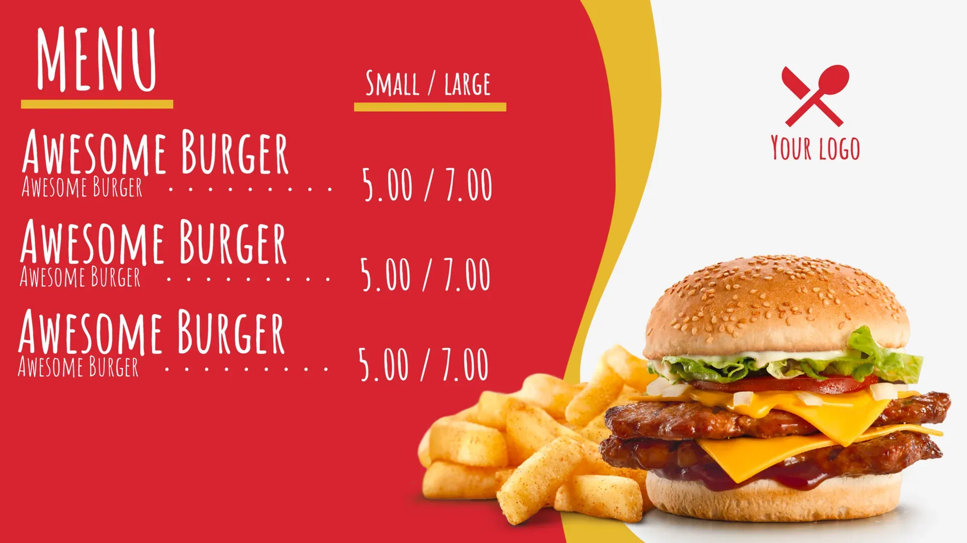 Hamburguesa increíble: plantilla de señalización digital para Gastronomía