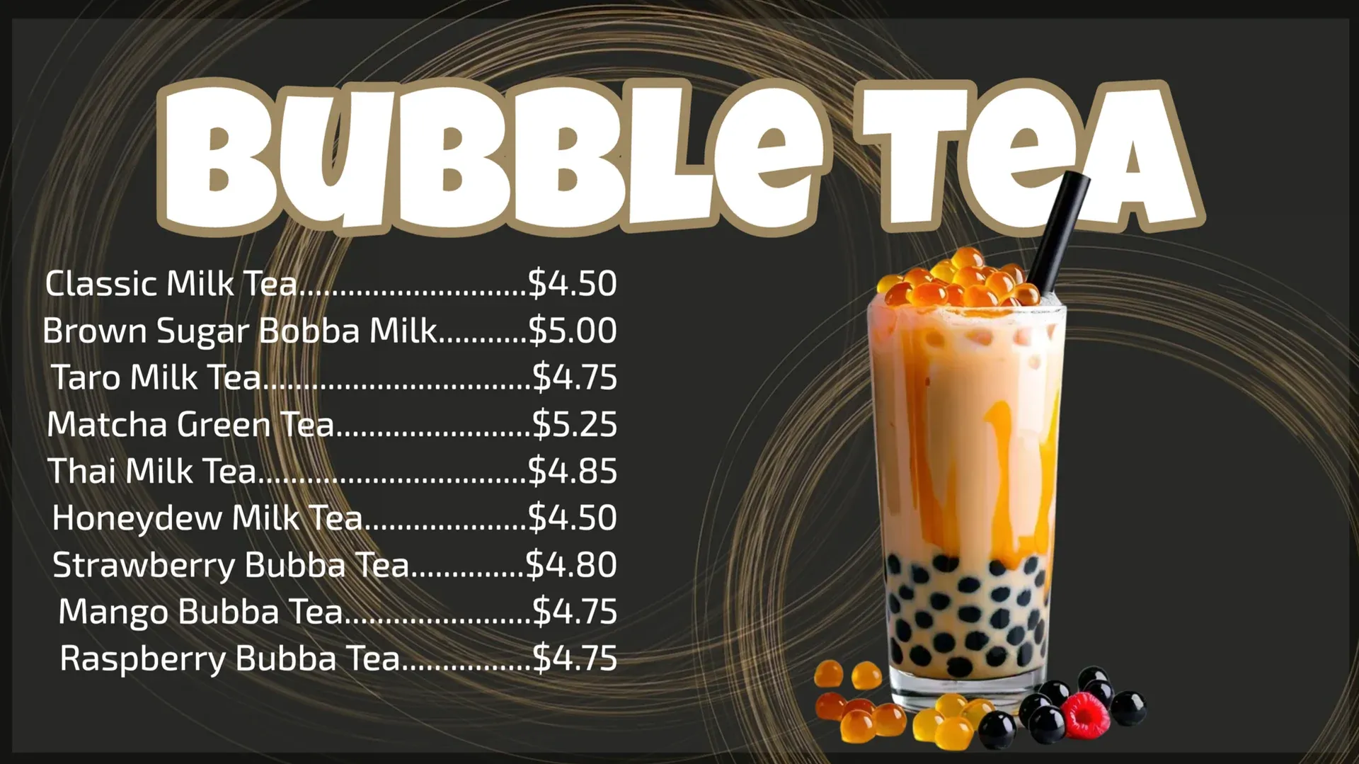 Bubble tea: plantilla de señalización digital para Gastronomía