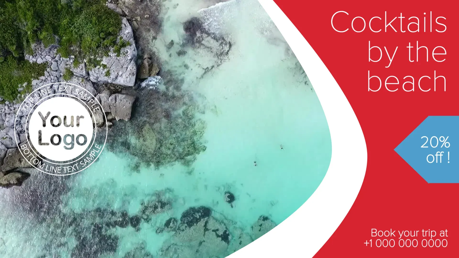 Cócteles en la playa: plantilla de señalización digital para Viajes