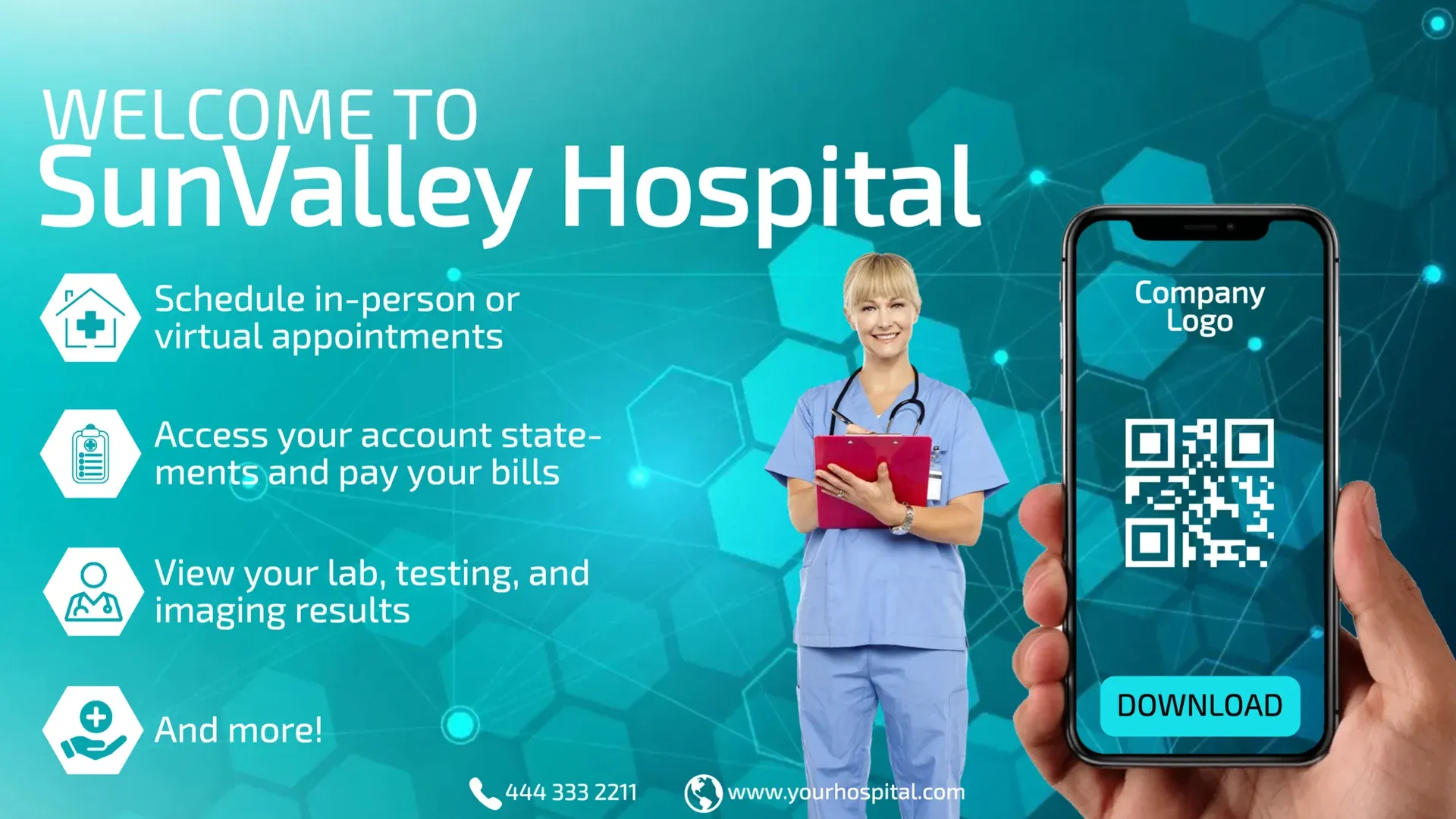 Consulta médica: plantilla de señalización digital para Salud