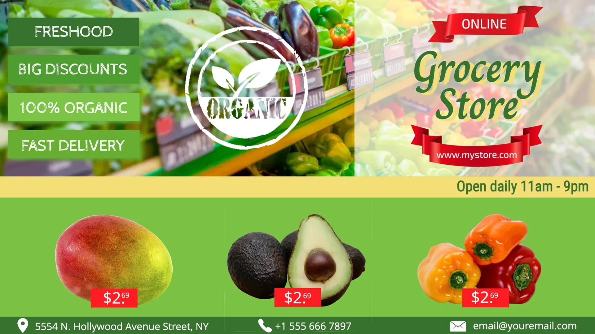 Supermercado: plantilla de señalización digital para Comercio minorista