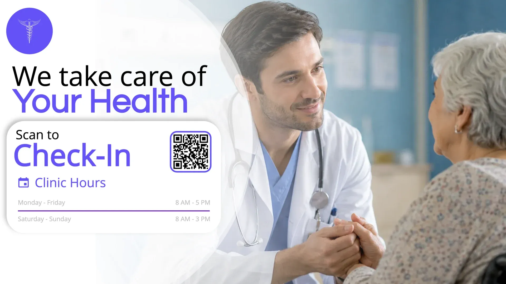 Recepción de la consulta: plantilla de señalización digital para Salud