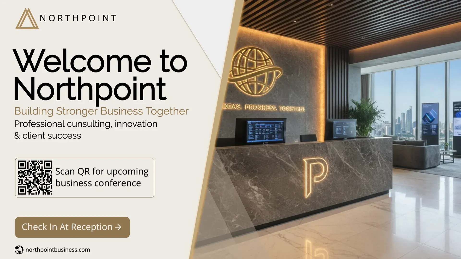Hotel de negocios: plantilla de señalización digital para Empresa