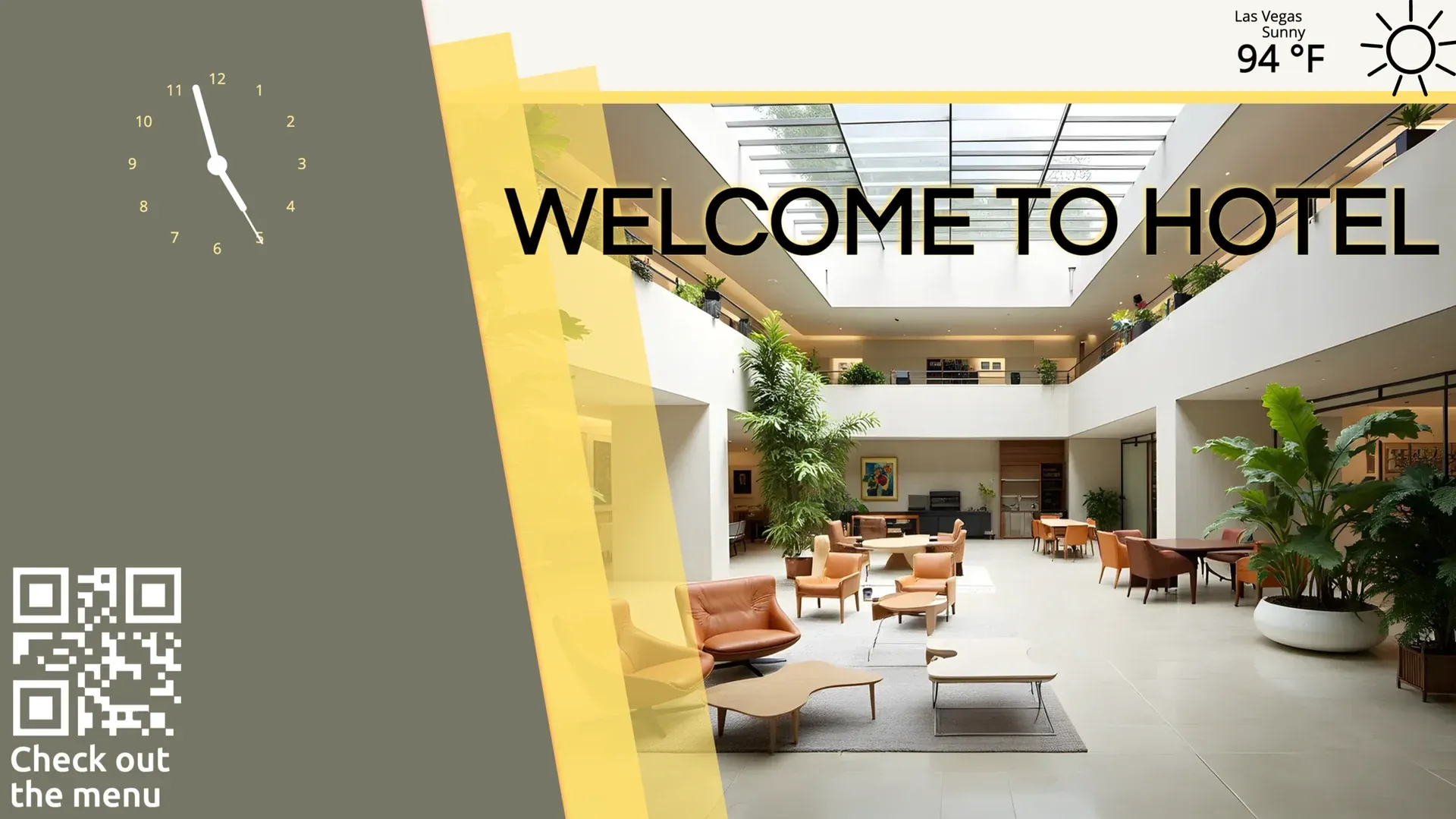Vestíbulo del hotel: plantilla de señalización digital para Hostelería