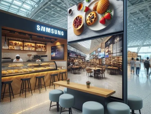 Pantallas de señalización Samsung Tizen 4 en una panadería