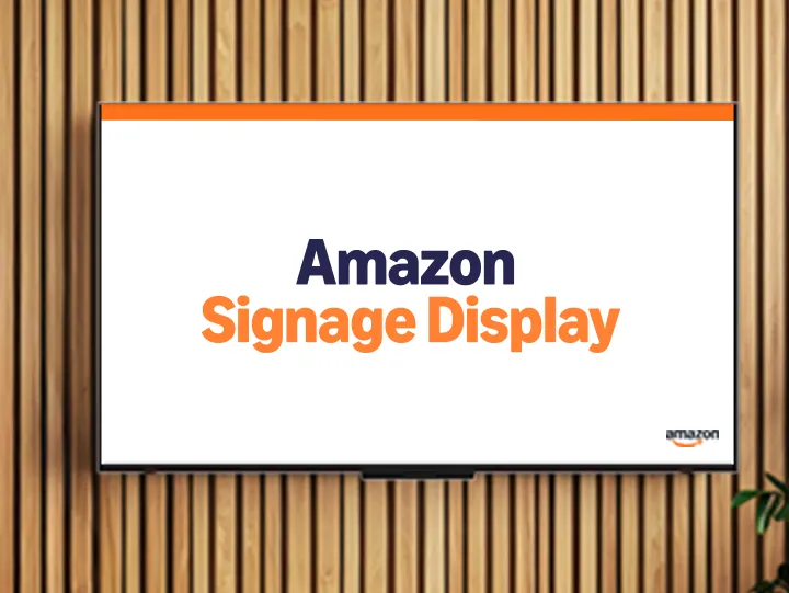 Amazon Signage Display con el logotipo de Amazon en pantalla