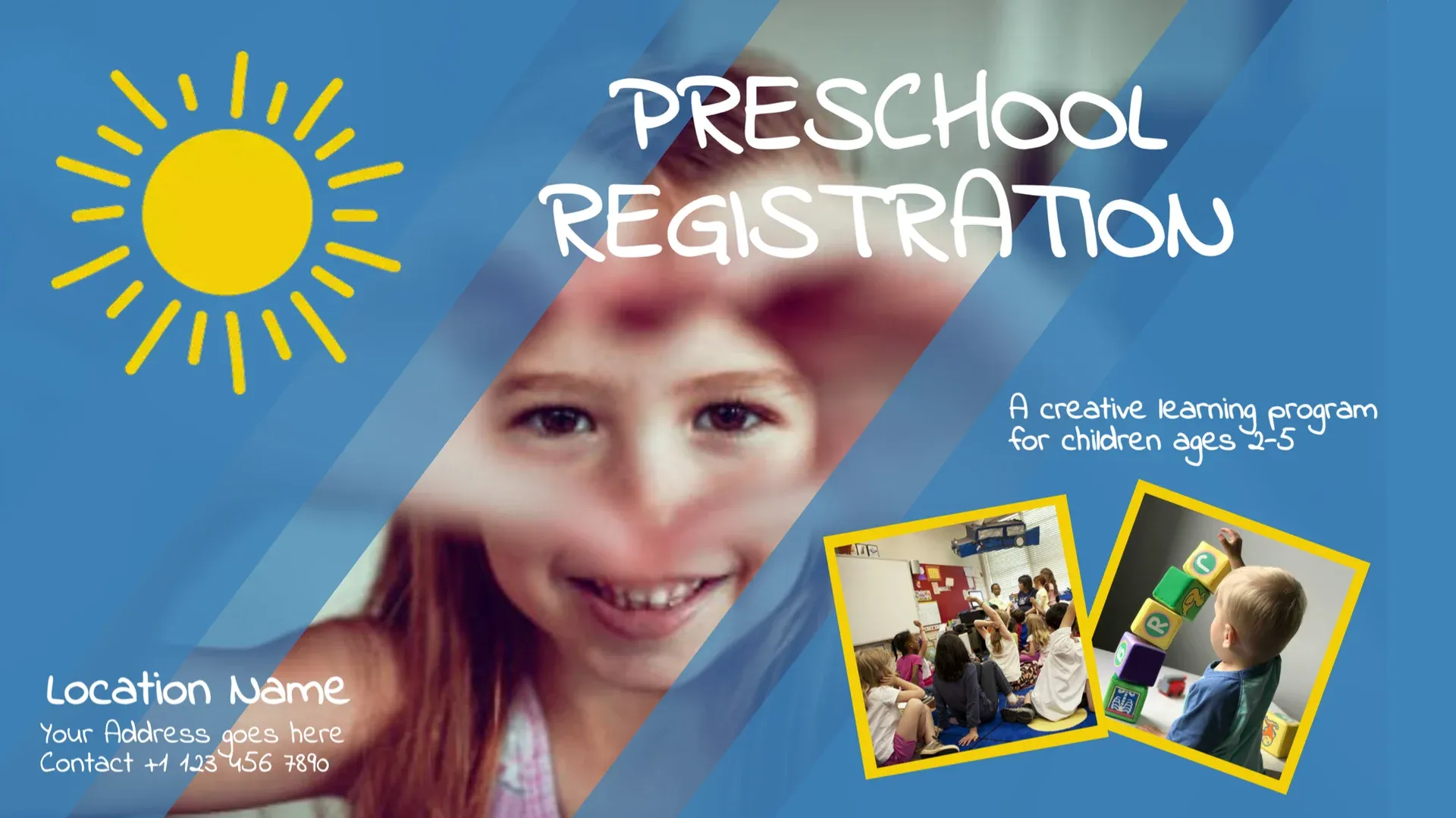 Escuela infantil: plantilla de señalización digital para Educación