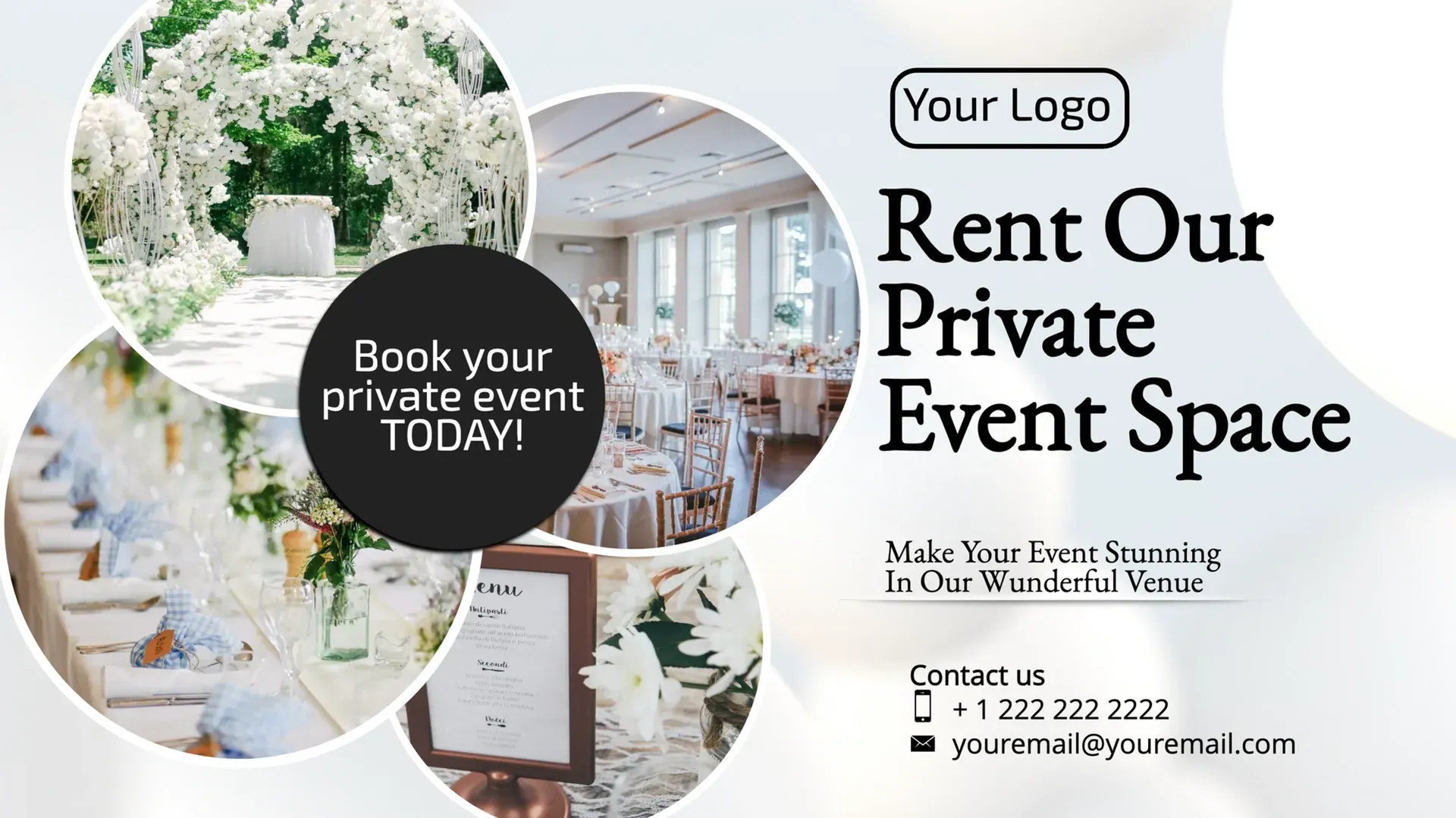 Alquiler de espacios para eventos: plantilla de señalización digital para Eventos