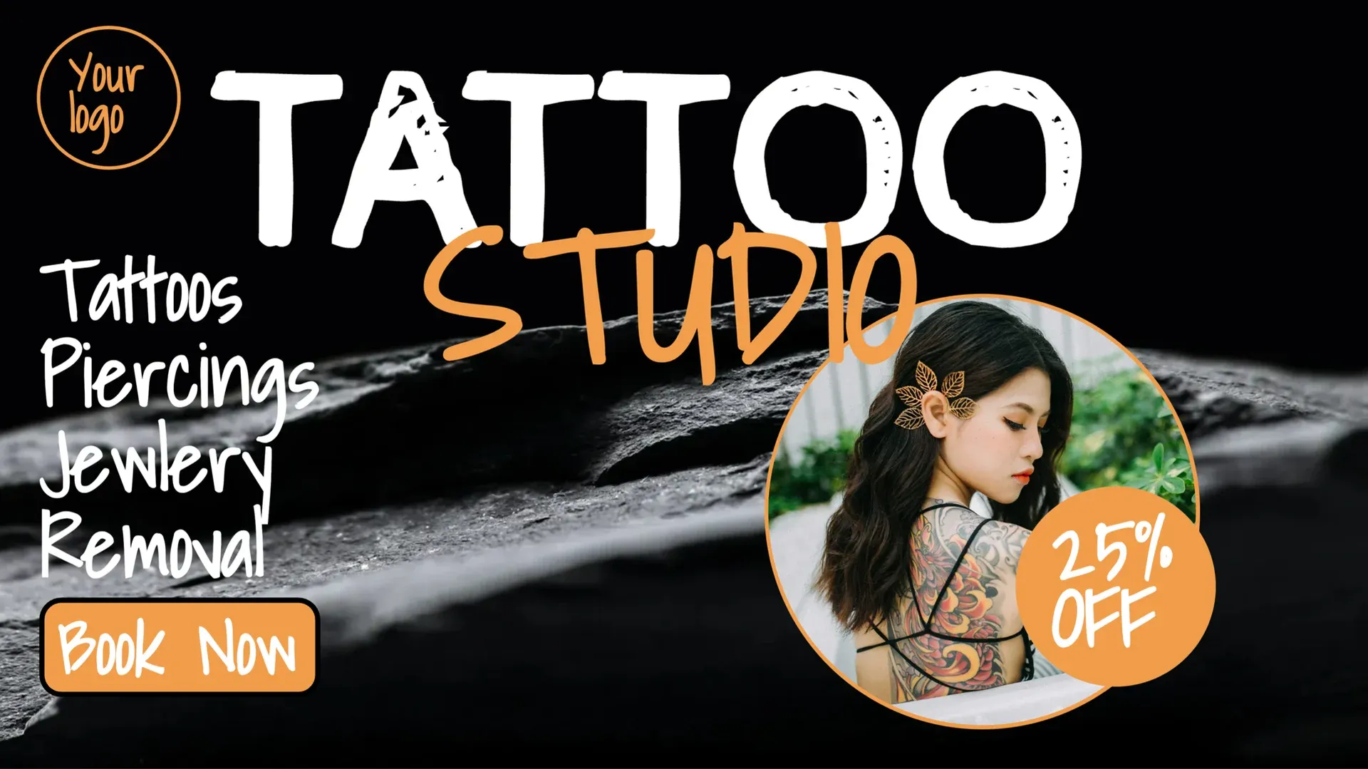 Estudio de tatuajes: plantilla de señalización digital para Belleza
