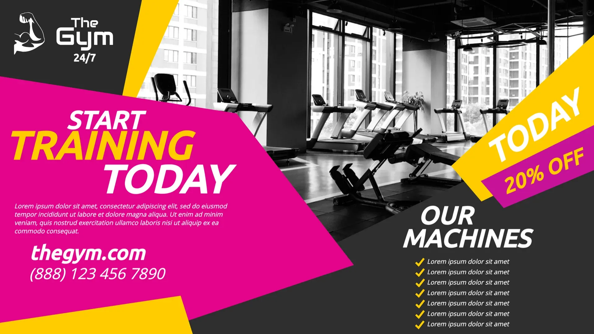 El gimnasio: plantilla de señalización digital para Fitness