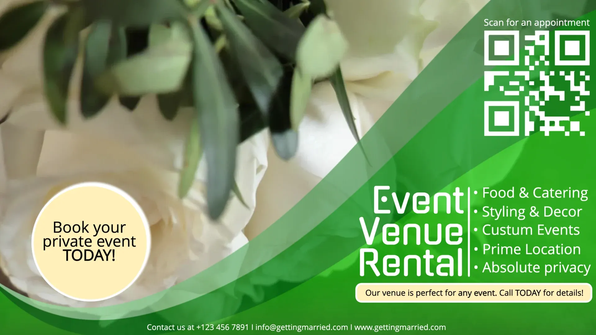 Espacio para bodas: plantilla de señalización digital para Hostelería