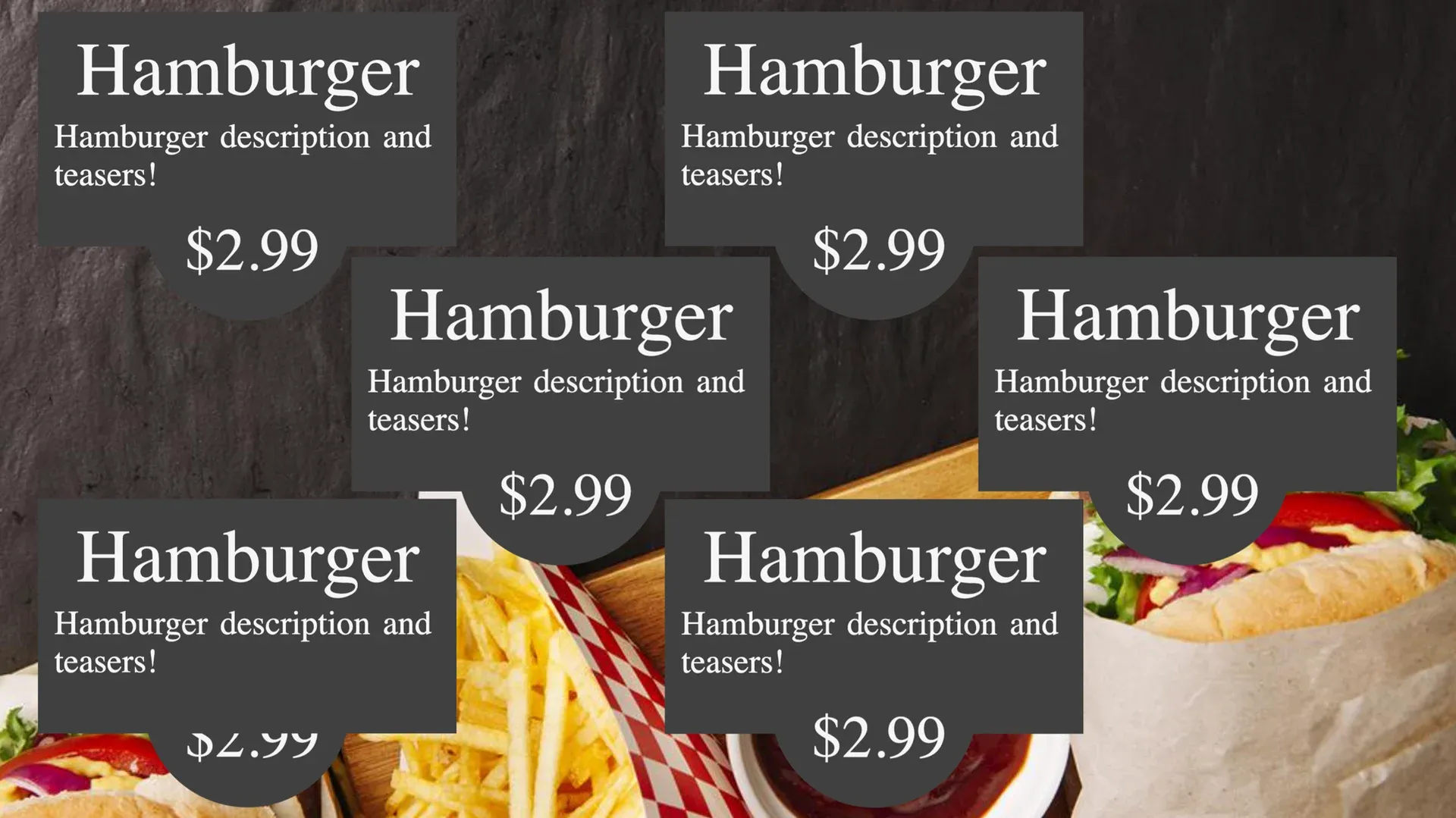 Tu hamburguesería: plantilla de señalización digital para Gastronomía